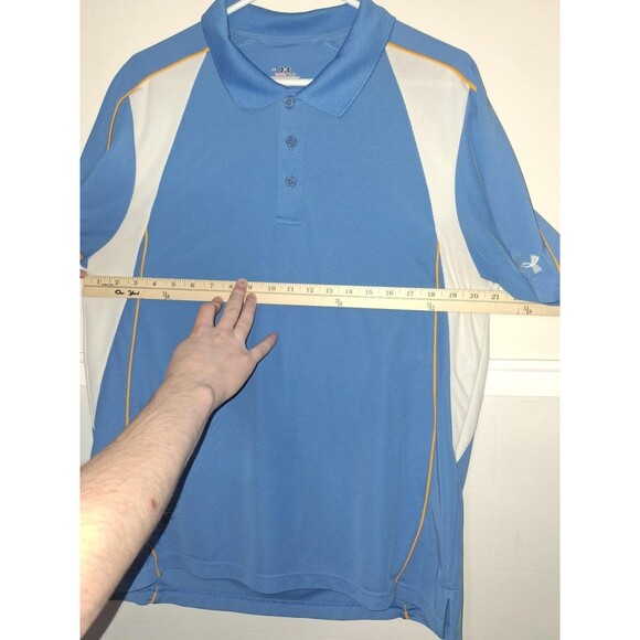 Under Armour Mens Large UCLA Colors Polo Shirt Heat Gear Blue White Orange - Picture 3 of 7